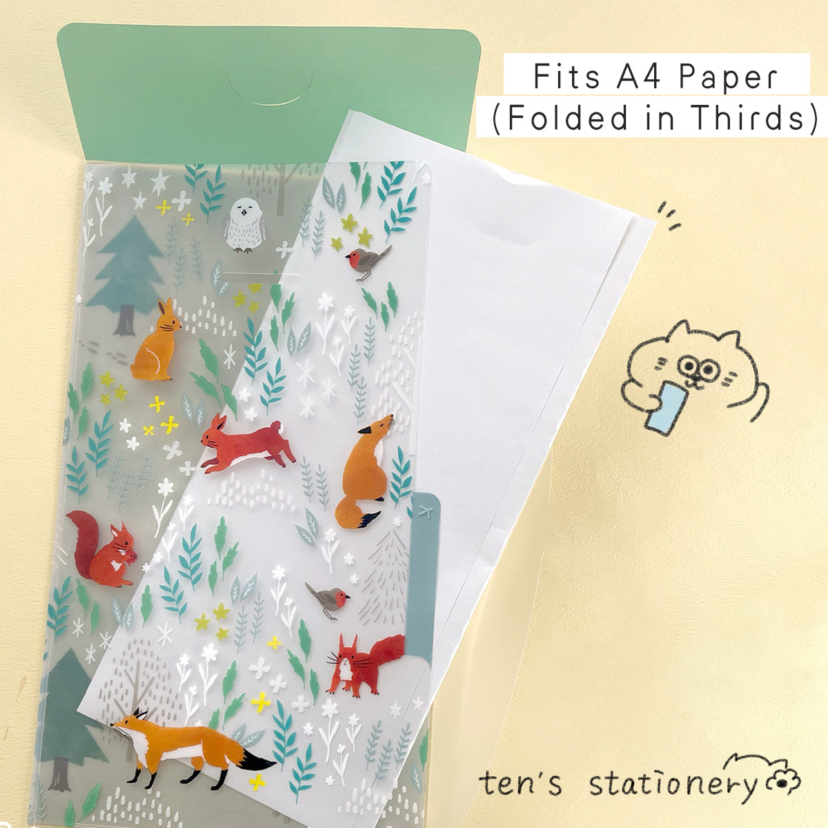 3-pockets document folder with flap (A5slim) / Midori