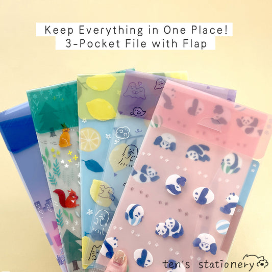 3-pockets document folder with flap (A5slim) / Midori