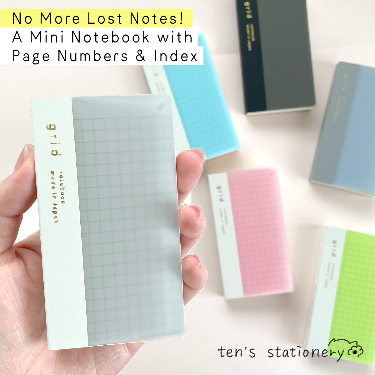isshoni. numbered MINI notebook grid / Daigo