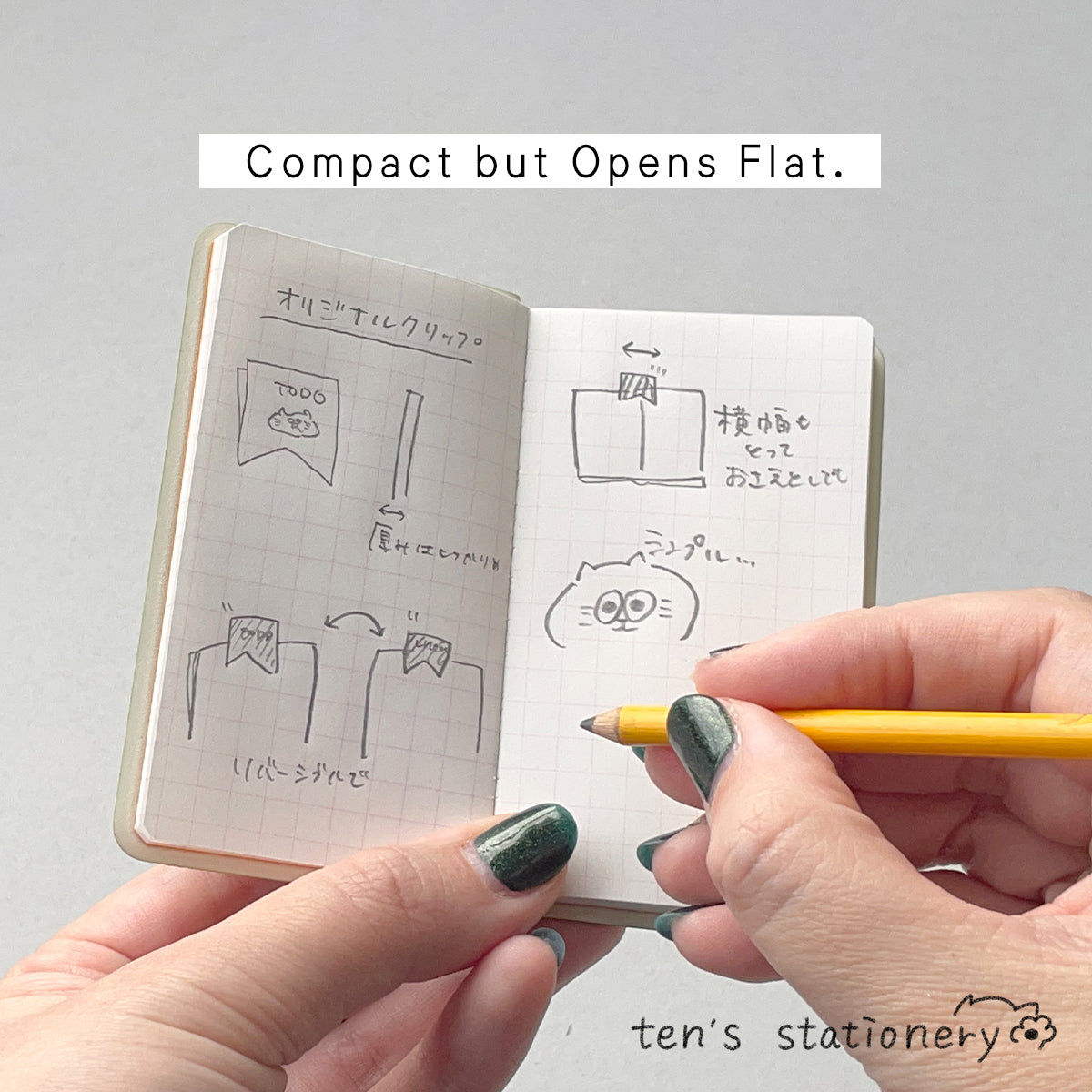 Mini memopad grid with pencil / ten's stationery original