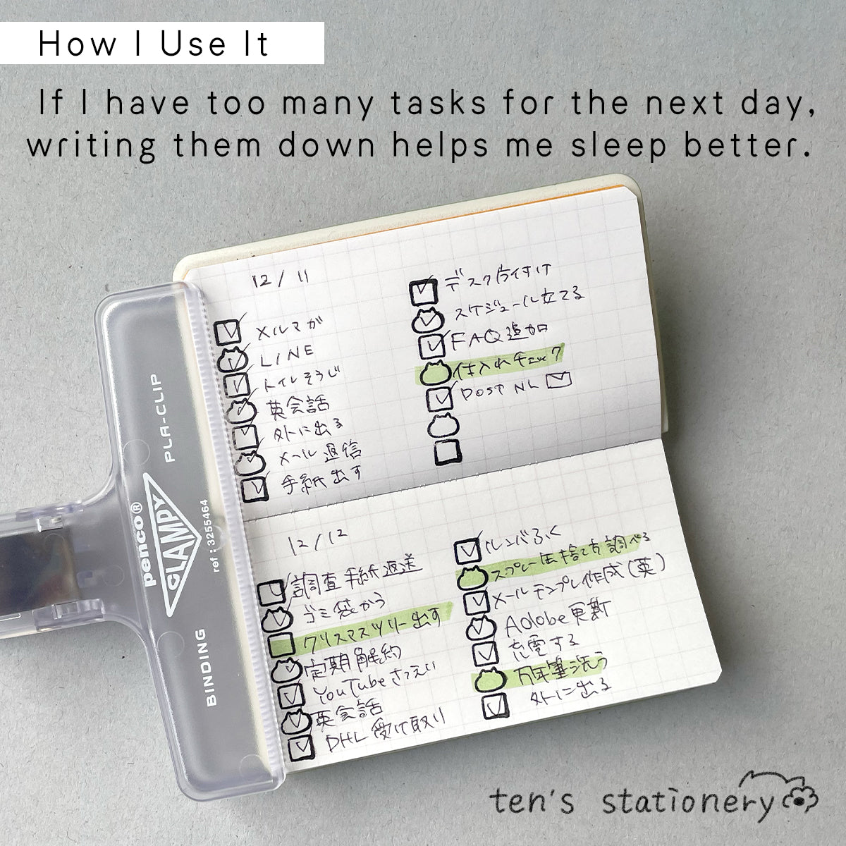 Mini memopad grid with pencil / ten's stationery original
