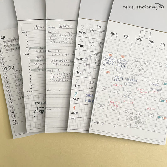 A5 50-Sheet Schedule Pad (Daily / Weekly / Monthly / To-Do / Minutes) / INFIEIGHT
